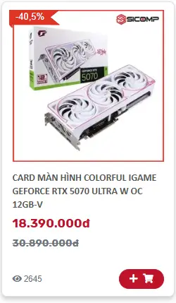 Card màn hình Colorful iGame RTX 5070 Ultra W trắng